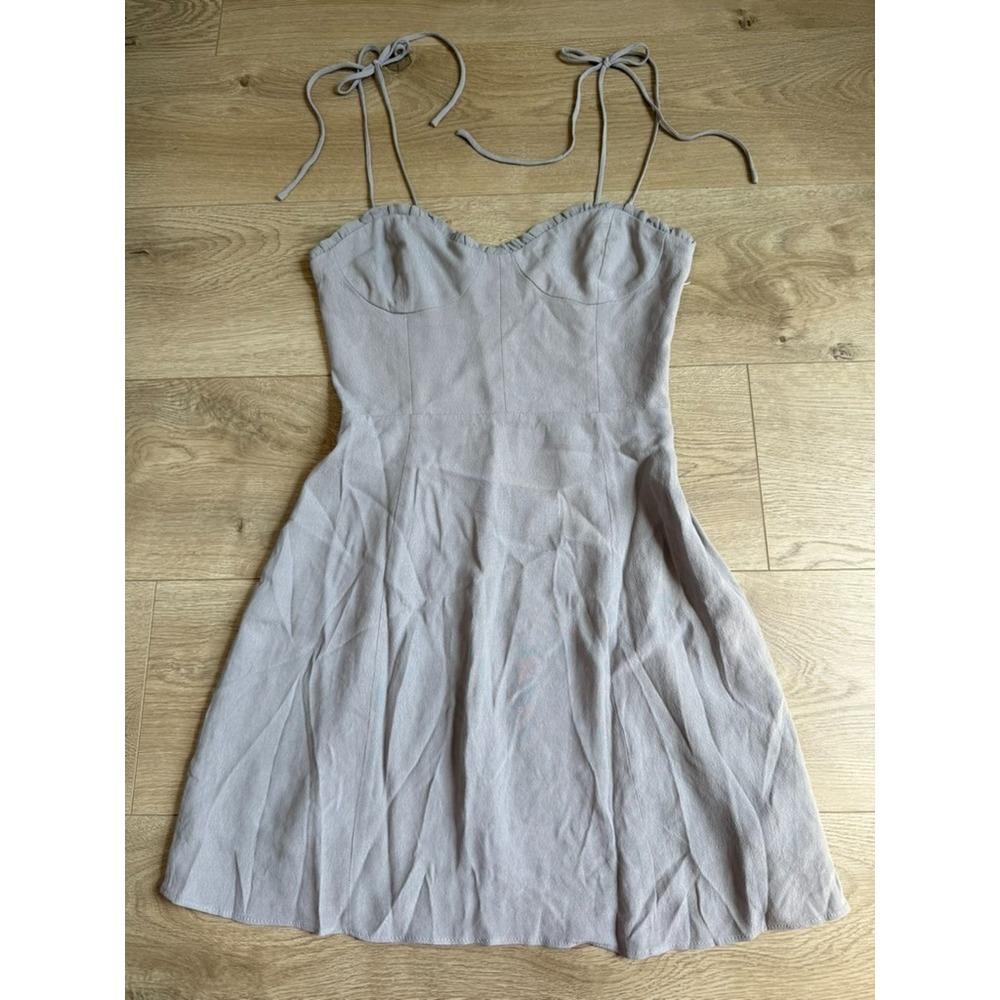 EUC Aritzia Wilfred Fable Mini Dress With Tie Straps Ashen Light Grey Size 2